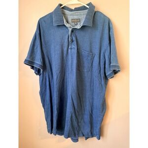 Bean Signature Mens XL Blue  Chambray Short‎ Sleeve Polo Shirt Cotton Classic